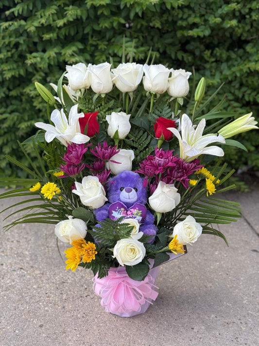 Arreglo floral con Teddy #20  (MOTHERS DAY)